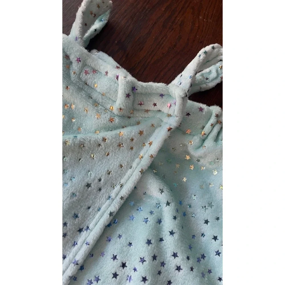 Girls Spa Wrap iscream Soft Fabric Periwinkle Blue metallic stars